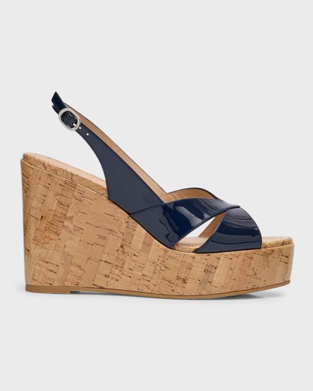 Carmen Patent Slingback Wedge Sandals